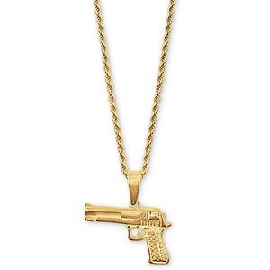 14K Gold Plated Pistol Pendant Necklace